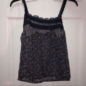 Blue Sheer Floral Tank Top💙🌸